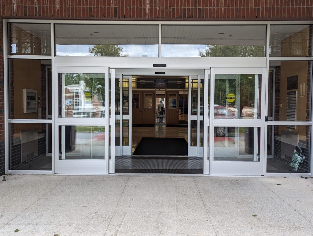 Maine Commercial Automatic Door Repair and Service- Repair on a sliding glass door.
